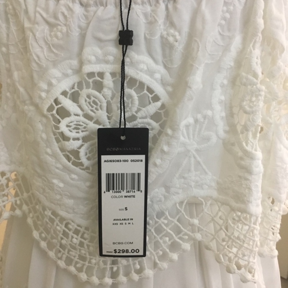 BCBGMaxAzria Midi Dress,Cold Shoulder Eyelet NWT - Picture 8 of 8